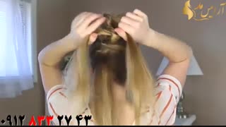 کلیپ آموزش شینیون زیبا مو با بافت و گره درخانه