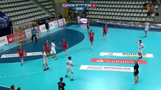 دیدار  تیم های ملی هندبال نروژ و تونس درقهرمانی جوانان جهان2019