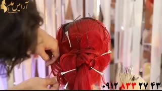 فیلم آموزش شینیون مو مدل گل + آرایش مو رنگ شرابی