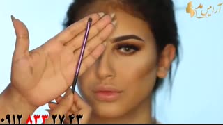 فیلم میکاپ برنزه صورت با لب برجسته + آرایش ابرو