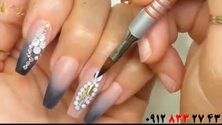 کلیپ طراحی آمبره ناخن + دیزاین ناخن با نگین