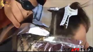 فیلم هایلایت مو با فویل + رنگ موی سه بعدی