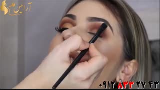 فیلم میکاپ  صورت با سایه مسی اکلیلی + رژ لب تیره