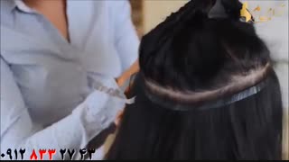 کلیپ  آموزش اکستنشن نواری مو + بلند سازی مو با اکستنشن