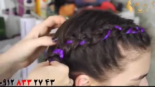 فیلم چند مدل شینیون ساده مو با بافت مو + اکستنشن رنگ مو فانتزی