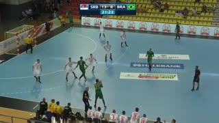 دیدار  تیم های ملی هندبال صربستان و برزیل در قهرمانی نوجوانان جهان2019