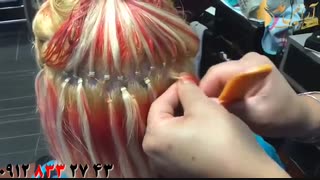 فیلم رنگ کردن اکستنشن مو + اکستنشن مو با رینگ