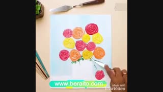 آموزش نقاشی با رنگ و کاردک