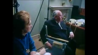 Alfred Hitchcock directing the necktie strangling scene from Frenzy