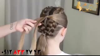 فیلم  آموزش شینیون دخترانه با بافت + روش جدید فر کردن مو