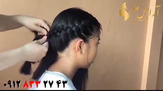 فیلم آموزش شینیون دخترانه با بافت مو مدل تیغ ماهی