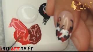 فیلم دیزاین هنری ناخن طرح قلب+ دیزاین اکلیلی ناخن