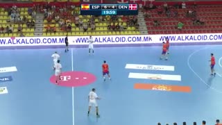 دیدار تیم های ملی هندبال  اسپانیا و دانمارک در قهرمانی نوجوانان جهان2019