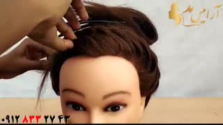 کلیپ آموزش شینیون گوجه ای مو + بافت دور سر مدل تاج