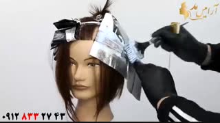 کلیپ آموزش هایلایت کردن مو کوتاه + رنگ مو شرابی