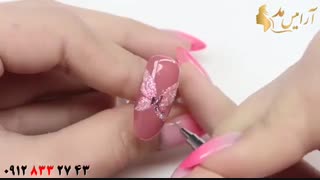فیلم طراحی زیبا پروانه روی ناخن با اکلیل