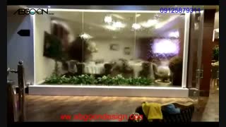آبنما شیشه ای تالار پذیرایی - آبگون دیزاین