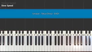 اموزش پیانو  با اهنگ unravel