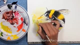 نقاشی زنبور عسل با آبرنگ