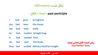 زمان گذشته کامل (ماضی بعید)