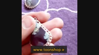 گردن آویز زیبای شجر شکوفه ای با رکاب دست ساز نقره