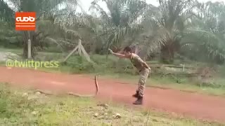 جدال سرباز مالزیایی با یک مار خطرناک!