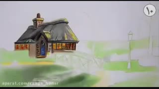 آموزش نقاشی از منظره با مدادرنگی