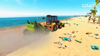 Beach Cleaner Sand Excavator: Dump Truck Driving