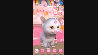 3D White Kitty Animation Theme With Live Wallpaper