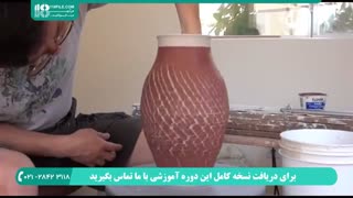 آموزش ایجاد بافت ترک خورده در سفال - سفالگری با چرخ