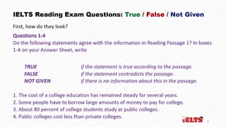 سوالات True or False/Not Given ریدینگ آزمون آیلتس