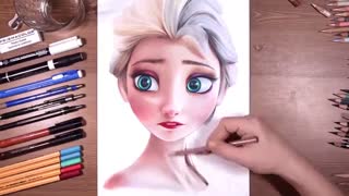 نقاشی السا با مداد رنگی