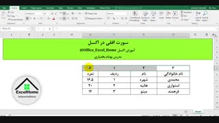 آموزش اکسل - سورت افقی در اکسل