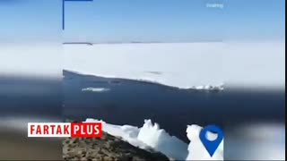 پدیده‌ای نادر از حرکت یخچال قطبی و برخورد آن با خشکی