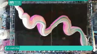 آموزش نقاشی  با رزین اپوکسی  -  نقاشی آبستره با پس زمینه مشکی