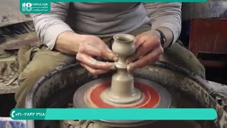 آموزش  شمعدان سفالی  با چرخ
