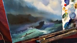 منظره دریا . رنگ روغن .